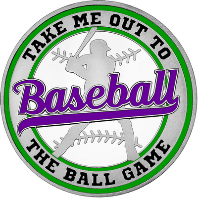 Purple "Baseball" with Green Outer Circular Borders